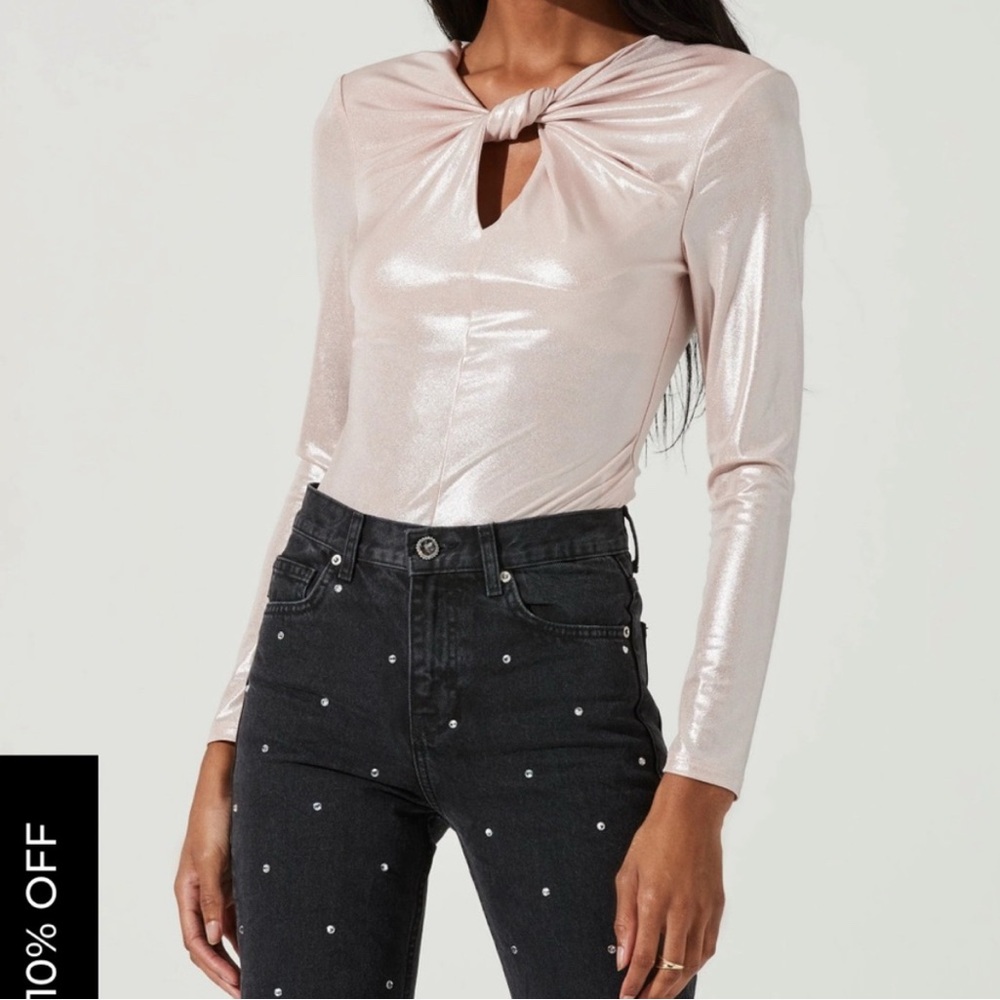 Astr Elegant Pink Long Sleeve Bodysuit